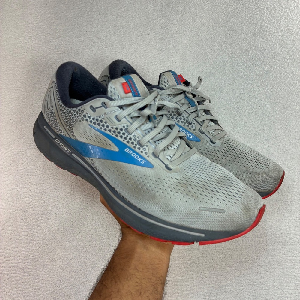 Brooks Ghost 14 Running Shoes Mens 12.5 Gray Blue Athletic Gym Jogging Walking